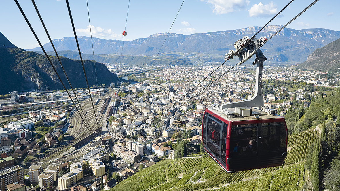 Renon/Ritten cable-car, panoramic view on Bolzano/Bozen