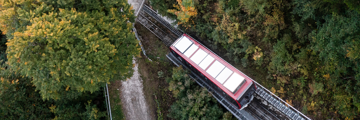 Mendel Standseilbahn von oben